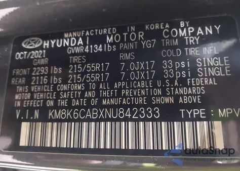 2022 Hyundai Kona Sel z USA, uszkodzony, nr VIN KM8K6CABXNU842333